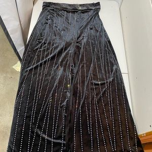 Fashion Nova Rhinestone velvet flare pants XL